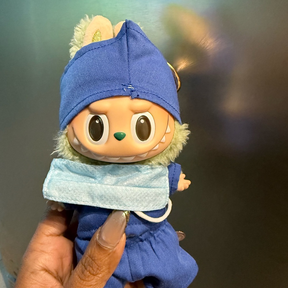 Blue Hooded Plush Toy with Mask